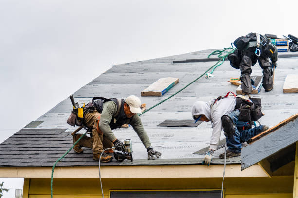 Professional Gutter Installation technician working in Hopedale, IL